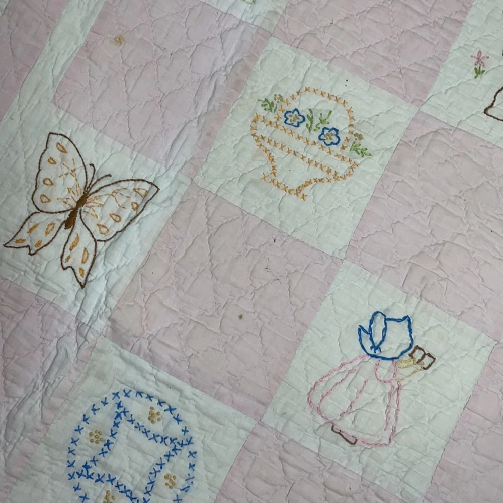 Vintage Quilt Patchwork Handcrafted Primitive Farmhouse Antique Baby Rare OOAK